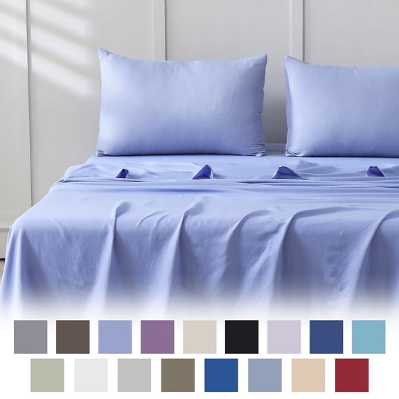 Jessy Home Bed Sheets Set 4 Piece King Sheet Set Purple Orchid Microfiber Fitted Sheet, Flat Sheet & 2 Pillowcases Bedding Set