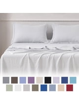 Jessy Home Bed Sheets Set 4 Piece King Sheet Set White Cotton Blend Fitted Sheet, Flat Sheet & 2 Pillowcases Bedding Set