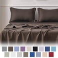 thumbnail image 1 of Jessy Home Bed Sheets Set 4 Piece Queen/Full Sheet Set Brown Gray Cotton Blend Fitted Sheet, Flat Sheet & 2 Pillowcases Bedding Set, 1 of 11