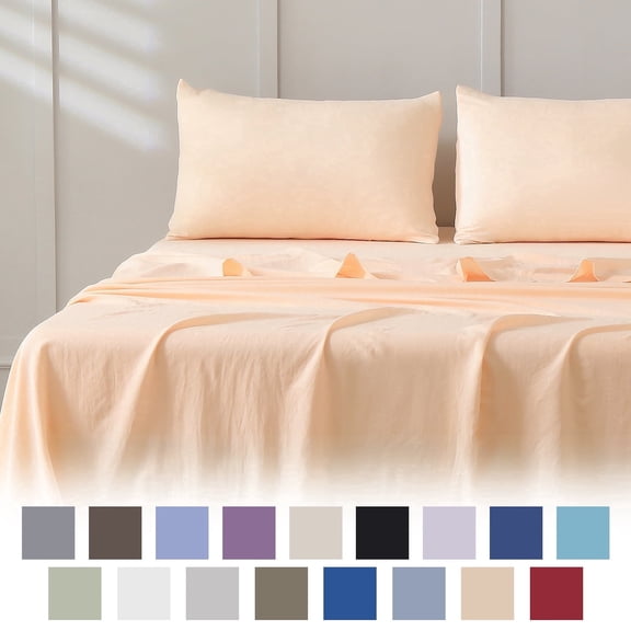 Jessy Home Bed Sheets Set 4 Piece Queen/Full Sheet Set Champagne Microfiber Fitted Sheet, Flat Sheet & 2 Pillowcases Bedding Set