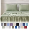 thumbnail image 1 of Jessy Home Bed Sheets Set 4 Piece Queen/Full Sheet Set Light Green Cotton Blend Fitted Sheet, Flat Sheet & 2 Pillowcases Bedding Set, 1 of 11