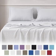 Jessy Home Bed Sheets Set 4 Piece Queen/Full Sheet Set White Cotton Blend Fitted Sheet, Flat Sheet & 2 Pillowcases Bedding Set