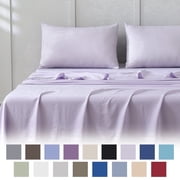 Jessy Home Bed Sheets Set 4 Piece Twin Sheet Set Light Purple Microfiber Fitted Sheet, Flat Sheet & 2 Pillowcases Bedding Set