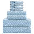 thumbnail image 1 of Jessy Home Blue Bath Towel set of 8, 2 Oversized Bath Towels, 2 Hand Towels, 4 Washcloths-600 GSM Soft Towel Set, 1 of 8