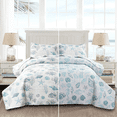 Jessy Home Nautical Queen Set, Beachy Seashell Themed, Blue Ocean ...