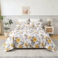 thumbnail image 1 of Jessy Home Floral Bedspread Twin Size Vintage Yellow Bird Quilt Microfiber Coverlet Set, 1 of 8