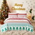 thumbnail image 1 of Jessy Home Christmas Quilt Set Queen/Full Size Rustic Holiday Bedding Set Snowflake Moose Tree Cabin Lodge Quilt Lightweight Soft Microfiber Xmas Bedspread Coverlet Christmas Gift with 2 Pillowcases, 1 of 10