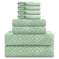 thumbnail image 1 of Jessy Home Light Green Bath Towel set of 8, 2 Oversized Bath Towels, 2 Hand Towels, 4 Washcloths-600 GSM Soft Towel Set, 1 of 9