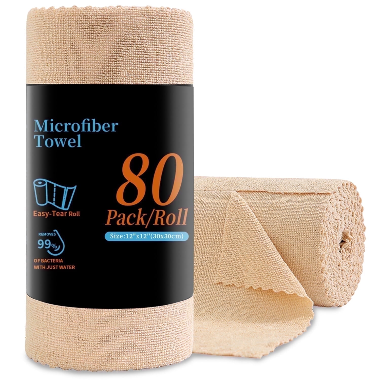 Jessy Home, Microfiber Cleaning Cloth Roll, 80 Pack, 12"√ó12" Tear Away ...