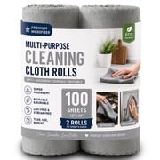 Jessy Home 2 Rolls Cleaning Cloth, 100 Sheets Reusable Paper Towels, 12"x12" Lint Free, Absorbent & Scratch Free Microfiber Towels for Kitchen