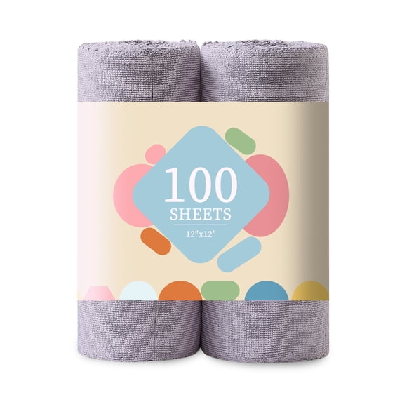 Jessy Home 2 Rolls Cleaning Cloth, 100 Sheets Reusable Paper Towels, 12"x12" Lint Free, Absorbent & Scratch Free Microfiber Towels for Kitchen