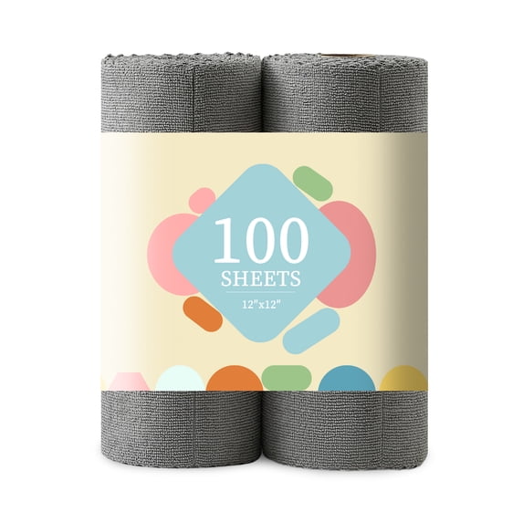 Jessy Home 2 Rolls Cleaning Cloth, 100 Sheets Reusable Paper Towels, 12"x12" Lint Free, Absorbent & Scratch Free Microfiber Towels for Kitchen