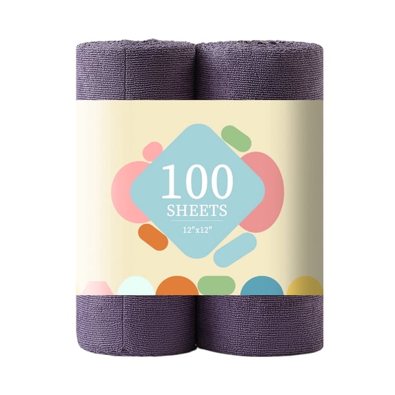 Jessy Home 2 Rolls Cleaning Cloth, 100 Sheets Reusable Paper Towels, 12"x12" Lint Free, Absorbent & Scratch Free Microfiber Towels for Kitchen