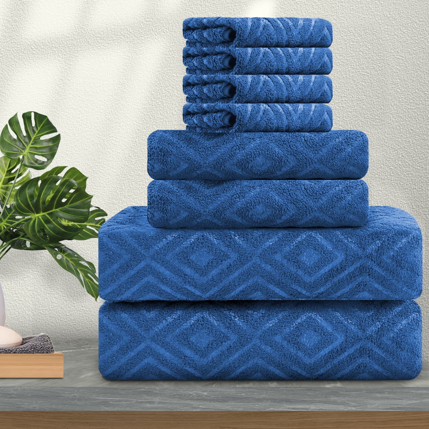 Caro Home Basketweave Towel Collection 2 pk. Hand Towels Blue Multi