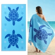 Jessy Home 4 Pack Oversized Beach Towels Set Sea Turtle 40x70 Inches Light Blue Large Towel Super Absorbent Quick Dry towels for Pool