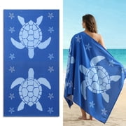 Jessy Home 4 Pack Oversized Beach Towels Set Sea Turtle 40x70 Inches Navy Blue Large Towel Super Absorbent Quick Dry towels for Pool