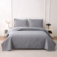 thumbnail image 1 of Jessy Home Queen/Full Size Quilts Dark Gray Lightweight Geometric Microfiber Bedspread Coverlet Set, 1 of 7