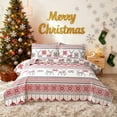 thumbnail image 1 of Jessy Home Christmas Quilt Set Twin Size Rustic Holiday Bedding Set Reindeer Red Flower Cabin Lodge Quilt Lightweight Soft Microfiber Xmas Bedspread Coverlet Christmas Gift with 2 Pillowcases, 1 of 14