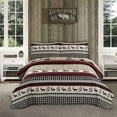 thumbnail image 1 of Jessy Home Rustic Bear Quilt Set King Black White Plaid Bedspread Microfiber Bedding, 1 of 8