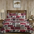 thumbnail image 1 of Jessy Home Rustic Twin Quilt Set Microfiber Bedding Deer Bear Eagle 3-Piece Bedspread, 1 of 7