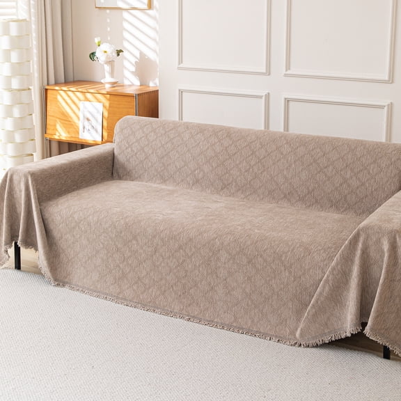 Jessy Home Sofa Cover Slipcover Couch Cover Protector Durable Multi-Function Furniture Cover for Pets Dogs Cats Home Decor Sofa Covers for Living Room 71"x 118"Light Coffee