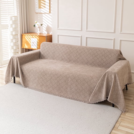 Jessy Home Sofa Cover Slipcover Couch Cover Protector Durable Multi-Function Furniture Cover for Pets Dogs Cats Home Decor Sofa Covers for Living Room 71"x 134"Light Coffee