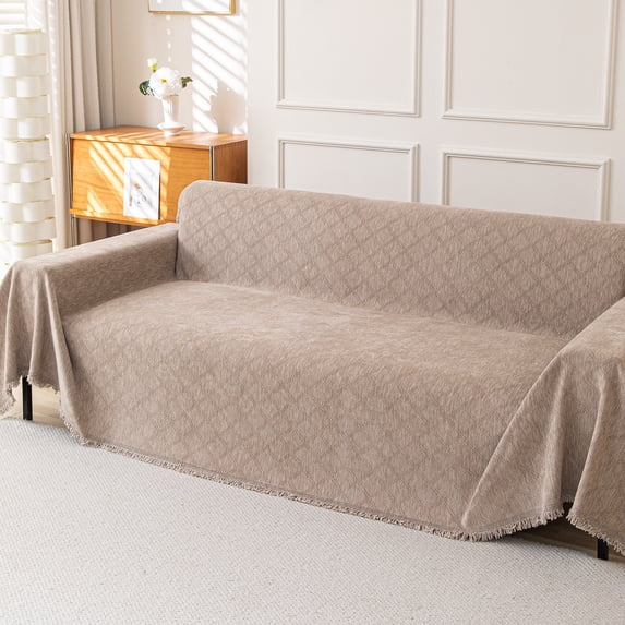 Jessy Home Sofa Cover Slipcover Couch Cover Protector Durable Multi-Function Furniture Cover for Pets Dogs Cats Home Decor Sofa Covers for Living Room 71"x 134"Light Coffee