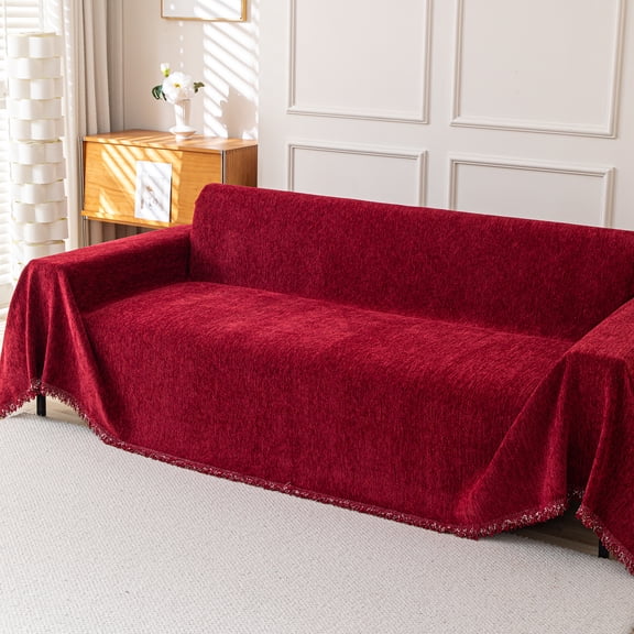 Jessy Home Sofa Cover Slipcover Couch Cover Protector Durable Multi-Function Furniture Cover for Pets Dogs Cats Home Decor Sofa Covers for Living Room 71"x 150"Red Wine