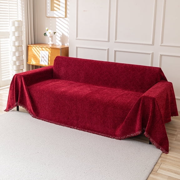 Jessy Home Sofa Cover Slipcover Couch Cover Protector Durable Multi-Function Furniture Cover for Pets Dogs Cats Home Decor Sofa Covers for Living Room 71"x 150"Red Wine