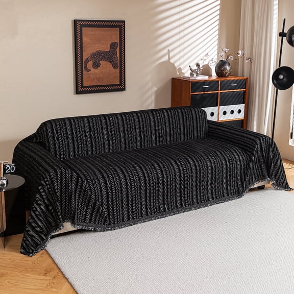 Jessy Home Sofa Cover Slipcover Couch Cover Protector Durable Multi-Function Furniture Cover for Dogs Cats Home Decor 71"x 118"Black