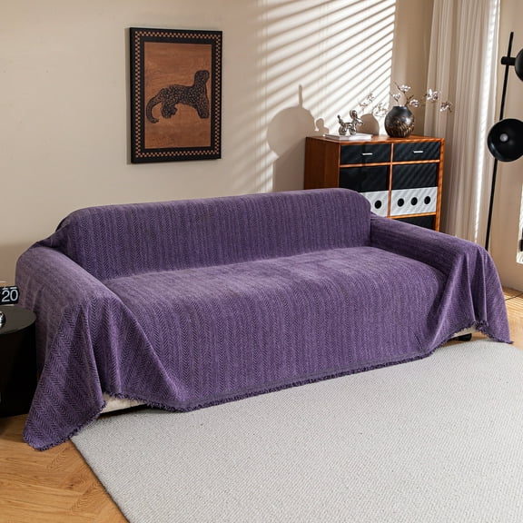 Jessy Home Sofa Cover Slipcover Couch Cover Protector Durable Multi-Function Furniture Cover for Dogs Cats Home Decor 71"x 118"Purple