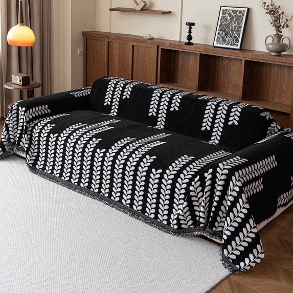 Jessy Home Sofa Covers Couch Cover Sofa Slipcover for Most Shape Sofas Multi-Function Furniture Cover for Pets Cats Dogs Home Decor 71"x 134"Black
