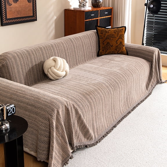 Jessy Home Sofa Cover Slipcover Couch Cover Protector Durable Multi-Function Furniture Cover for Dogs Cats Home Decor 71"x 134"Brown