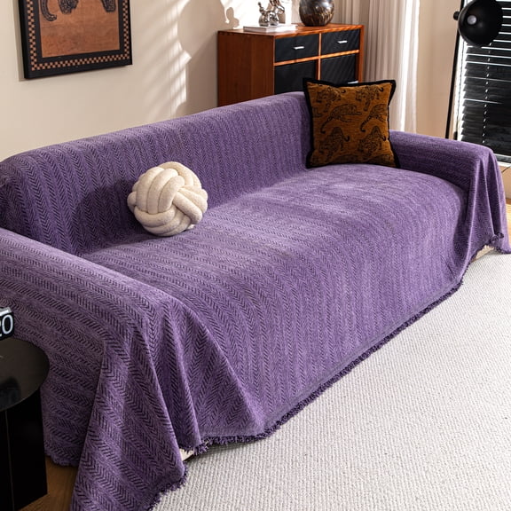 Jessy Home Sofa Cover Slipcover Couch Cover Protector Durable Multi-Function Furniture Cover for Dogs Cats Home Decor 71"x 134"Purple
