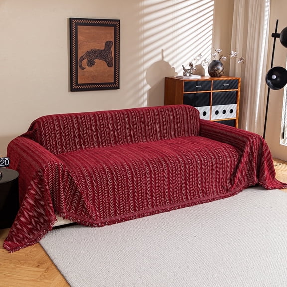 Jessy Home Sofa Cover Slipcover Couch Cover Protector Durable Multi-Function Furniture Cover for Dogs Cats Home Decor 71"x 134"Red Wine