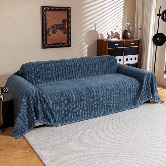 Jessy Home Sofa Cover Slipcover Couch Cover Protector Durable Multi-Function Furniture Cover for Dogs Cats Home Decor 71"x 150"Deep Blue