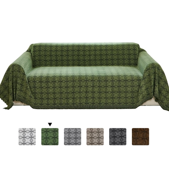 Jessy Home Sofa Cover Couch Cover Protector L Shaped Couch Cover Durable Multi-Function Furniture Cover Living Room Sofa Throws Sofa Slipcovers for Pets 71"x 118"Dark Green