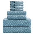 thumbnail image 1 of Jessy Home Turquoise Bath Towel set of 8, 2 Oversized Bath Towels, 2 Hand Towels, 4 Washcloths-600 GSM Soft Towel Set, 1 of 9