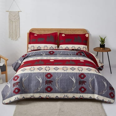 Jessy Home Twin Size Quilt Set Lightweight Bedspread Coverlet Rustic Bed Cover Microfiber Bed Set