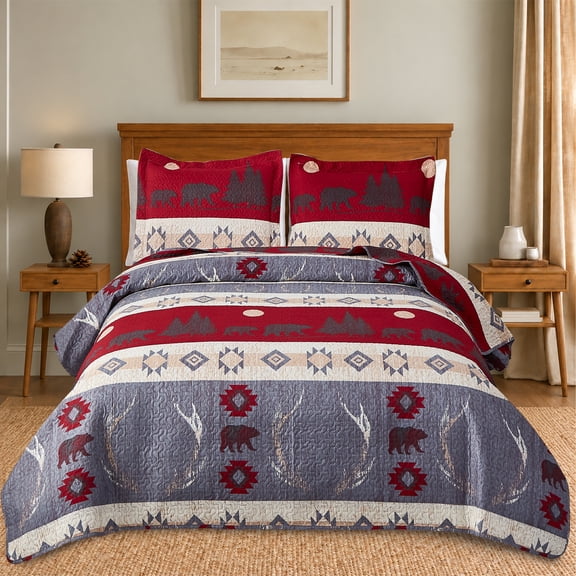 Jessy Home Twin Size Quilt Set Lightweight Bedspread Coverlet Rustic Bed Cover Microfiber Bed Set