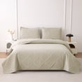 thumbnail image 1 of Jessy Home Twin Size Quilts Beige Lightweight Geometric Microfiber Bedspread Coverlet Set, 1 of 7