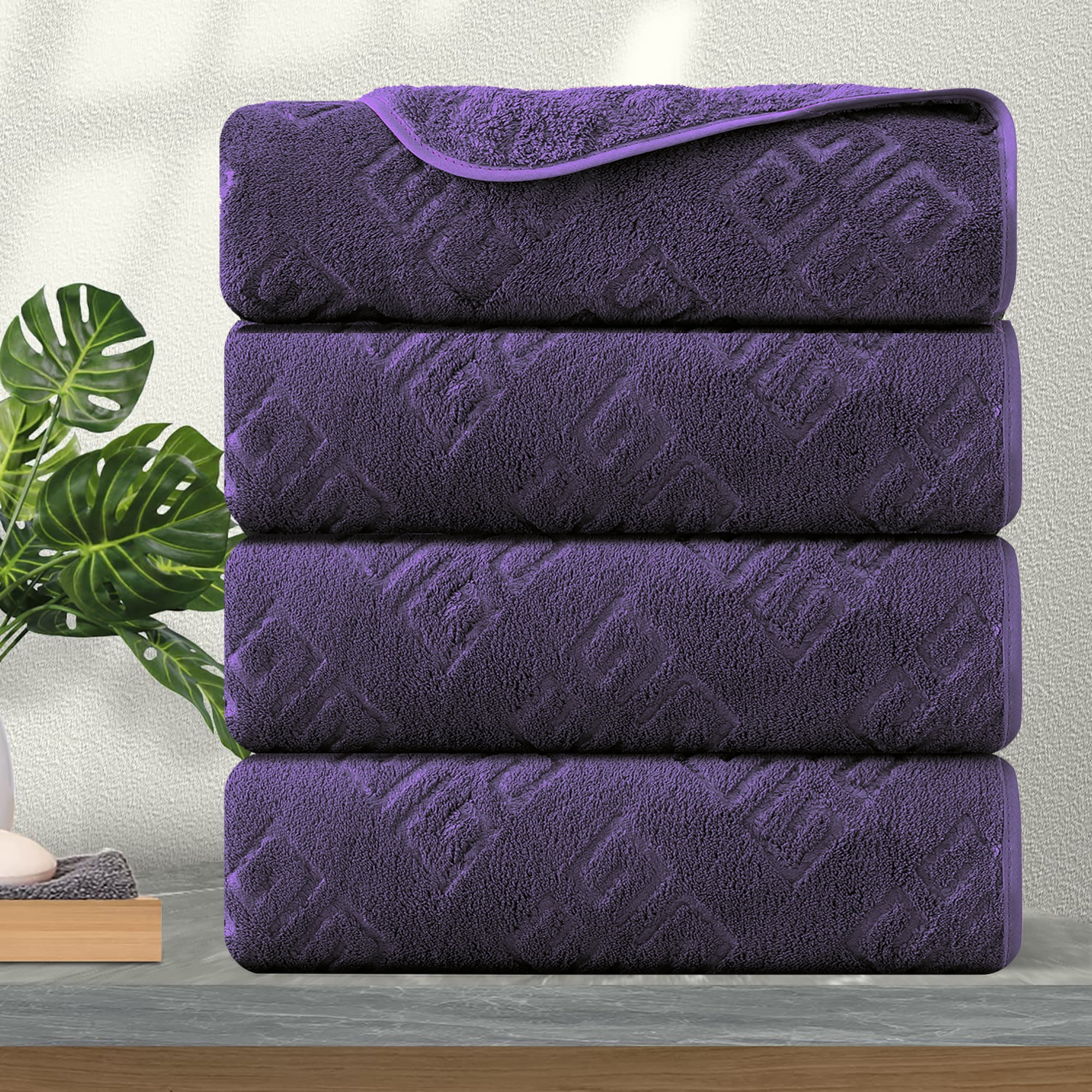 Luxury Thick Bath Towels 19.7 inch x 39.4 inch Premium Bath Sheet/Ultra Soft, Highly Absorbent Heavy Weight Combed Cotton (Purple), Size: 19.7 x 39.4