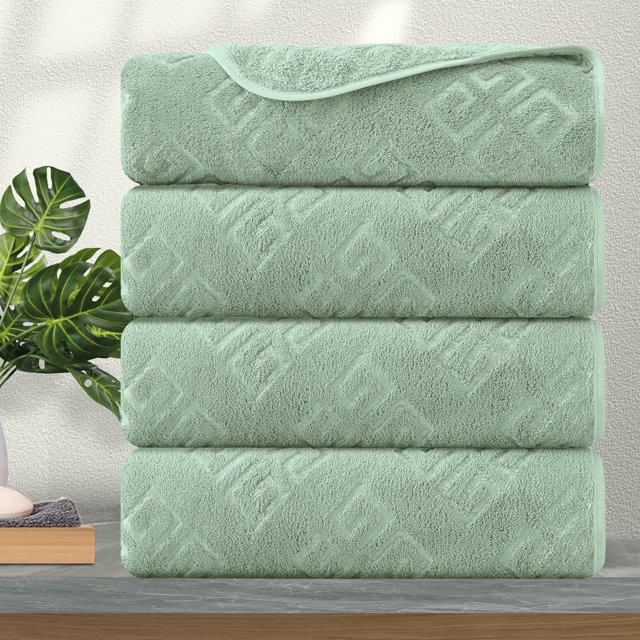 Jessy Home Ultra Soft Bath Towel Set of 4, Light Green Extra Large Bath