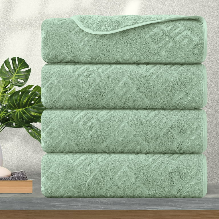  Bathroom Towel Set Green 4 Pack-35x70 Towel,600GSM
