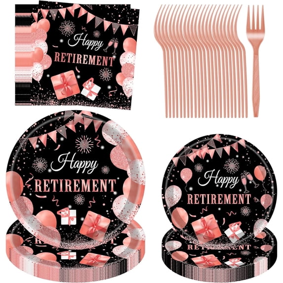 Jestar 96 Pcs Retirement Party Decorations Plates and Napkins Sets ...