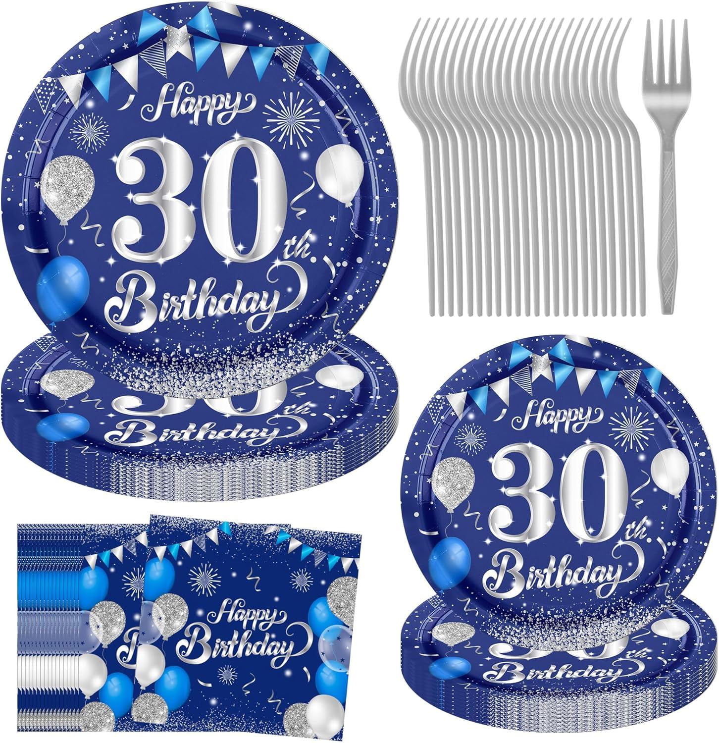 Jestar 96Pcs 30th Birthday Party Plates and Napkins Party Supplies Navy — free download