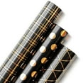 thumbnail image 1 of Jestar Black & Gold Foil Wrapping Paper, Gift Wrap for Birthday, 3 Rolls - 17 x 120 Inch Per Roll, 1 of 7