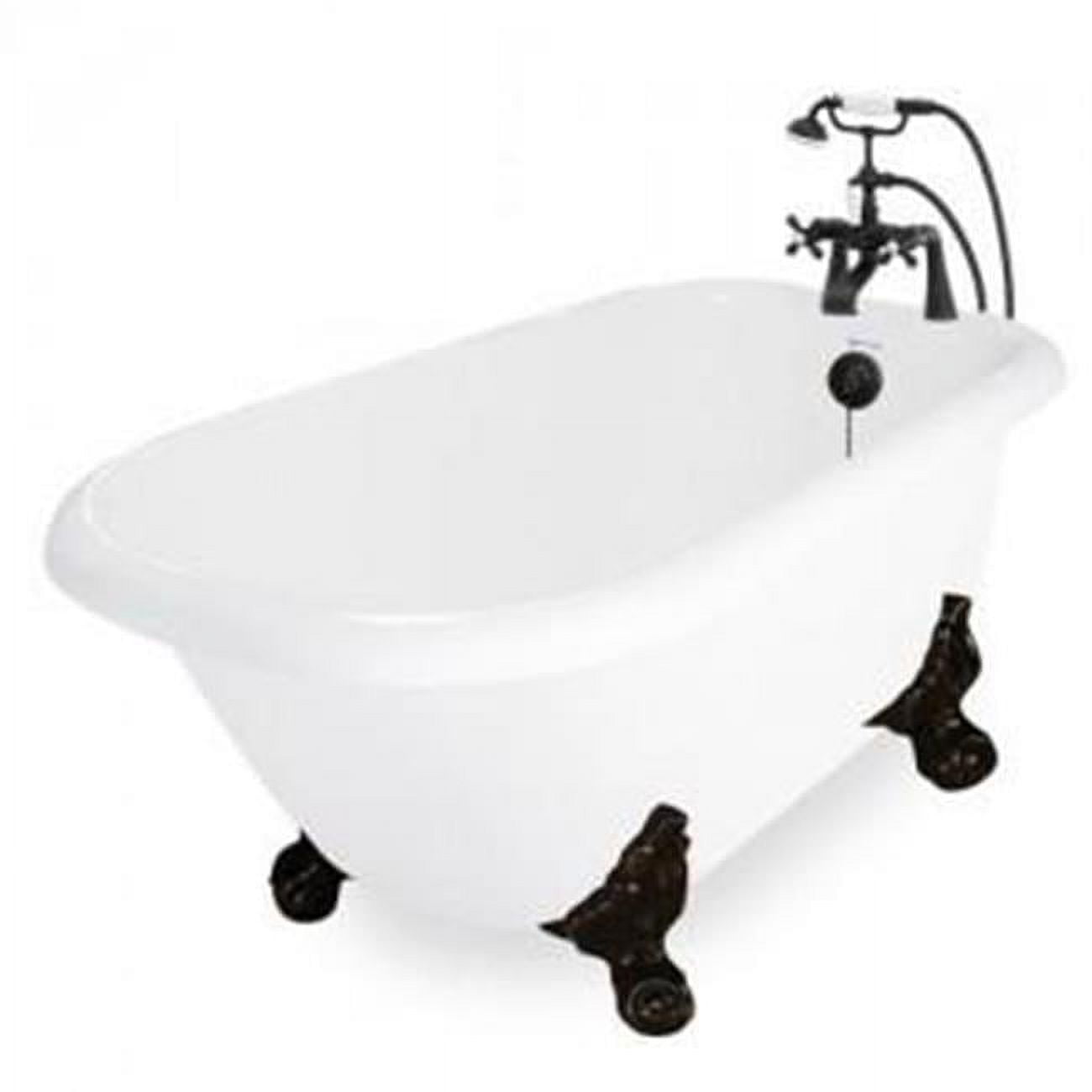 Jester 54 in. White Acrastone Bath Tub, Old World Bronze Metal Finish