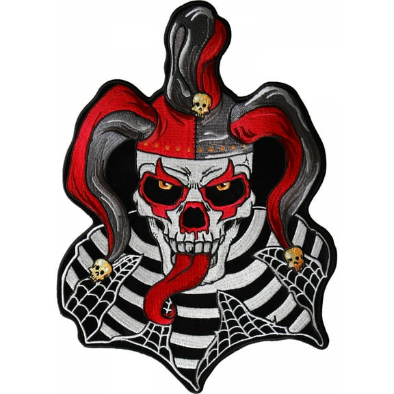 Jester Patch, Red, Large Back Patches for Jackets and Vests