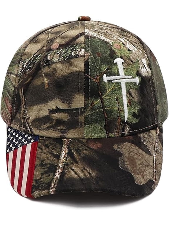 Jesus 3 Nail Cross Baseball Cap,Christian Hat Gift for Men & Women(RL Camouflage 1 PC)